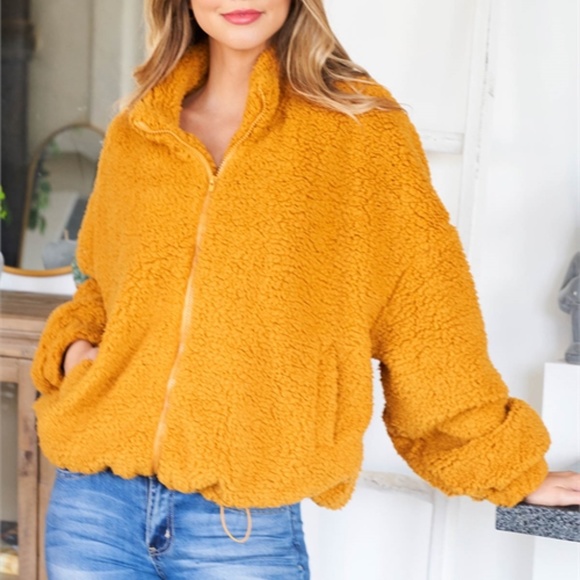 Dark Mustard Zip up Jacket - Picture 4 of 7